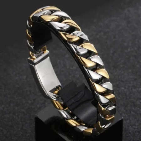 Men’s Powerful Stainless Steel Bracelet Silver Gold SB-005